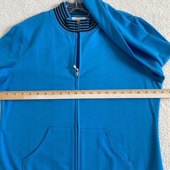 TALBOTS ZIP FRONT JACKET, SIZE LARGE IN BLUE - Picture 11 of 16